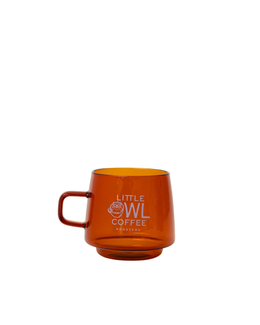 Little Owl Sepia Glass Mug